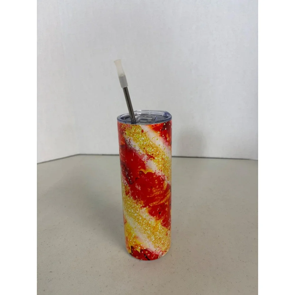 Autumn Maple Leaf Skinny Tumbler Stainless Steel Insulated Cup‎ with Straw